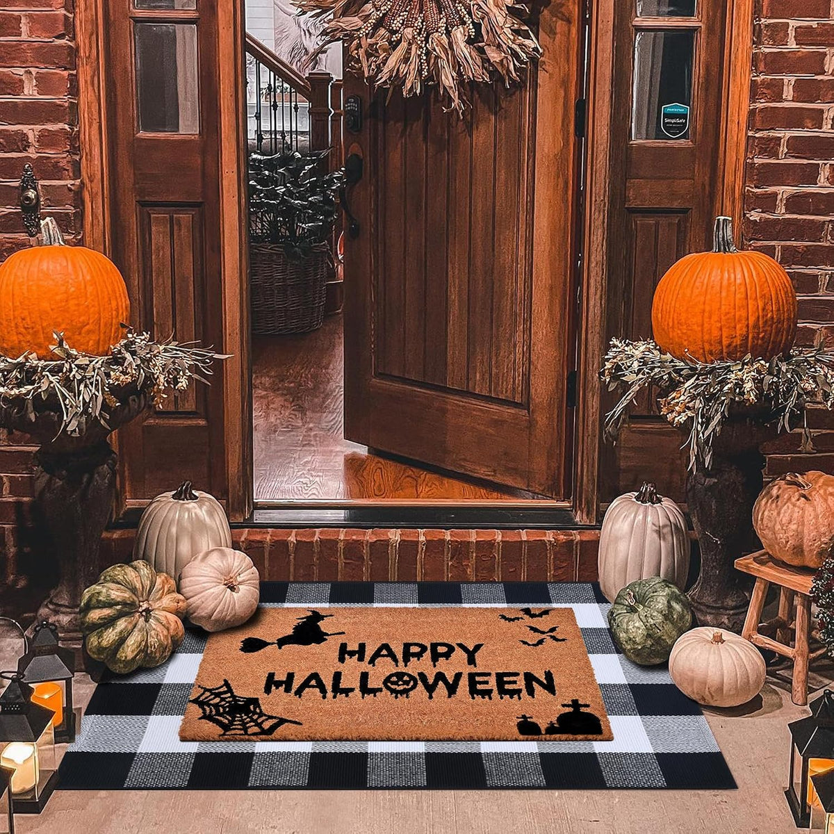 Homydecor Halloween Decor Doormat Combo Set, 100 Percent Coco Coir Welcome Ma...