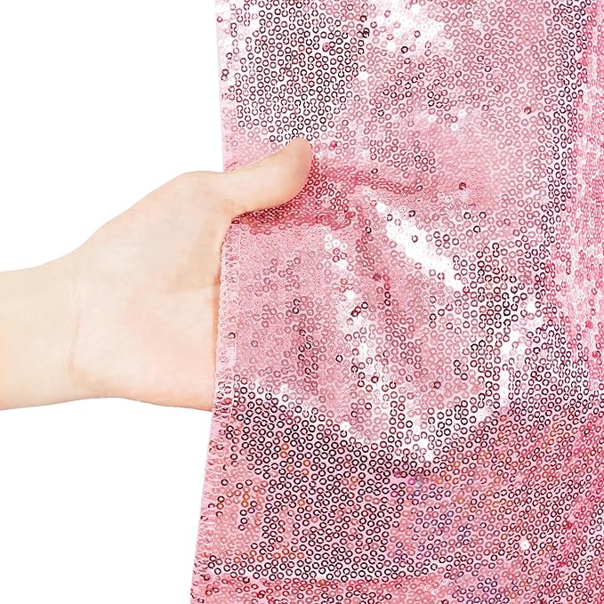 Poise3EHome 6Ft x 8Ft Fuchsia Pink Sequin Backdrop, Glitter Thick Satin Sequin Background Drapes, Sequence Backdrop for Wedding Party Holiday Festival Decor