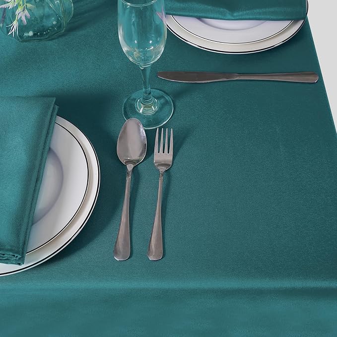 60 inch Round Tablecloth Washable Polyester Table Cloth Decorative Table Cover for Wedding Party Dining Banquet（60 inch,Peacock Blue）
