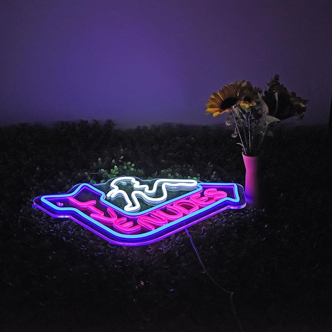 Neon Sign for Wall Décor LED Live Batchroom Changing Room Restroom Neon Lights Girls Art Signs with Dimmer for Man Cave Beer Bar Home Bedroom Hotel Pub Room Decor