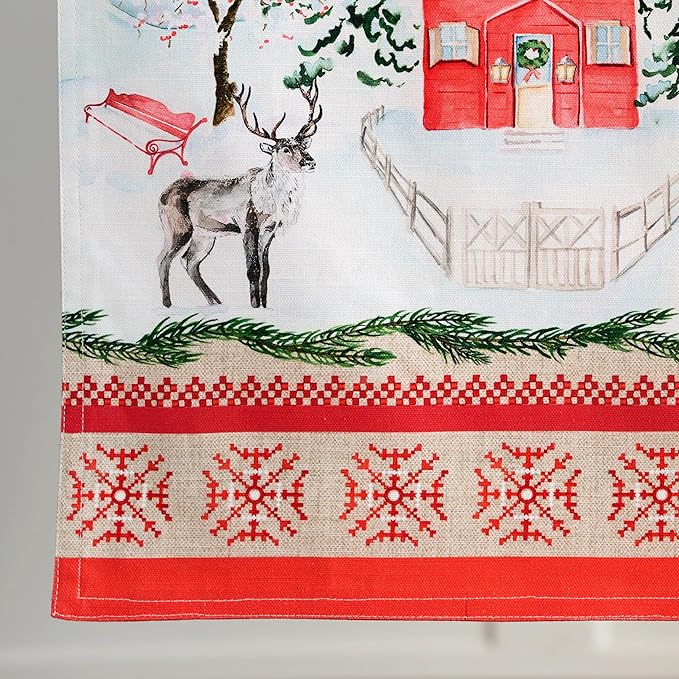 Maison d' Hermine Table Runner 100% Cotton Double Layer Table Runners 108 inches Long for Thanksgiving Christmas Decorations Home Kitchen Dining Party Wedding (Rural Christmas, 14.5" x 108")
