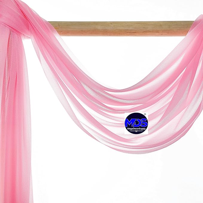 MDS Halloween Chiffon Draping Fabric - 1 Panel, 30" Wide x 20ft Long - Sheer Spooky Arbor & Canopy Drapery for Haunted House Backdrops, Party Ceilings, DIY Costumes & Themed Events - Coral