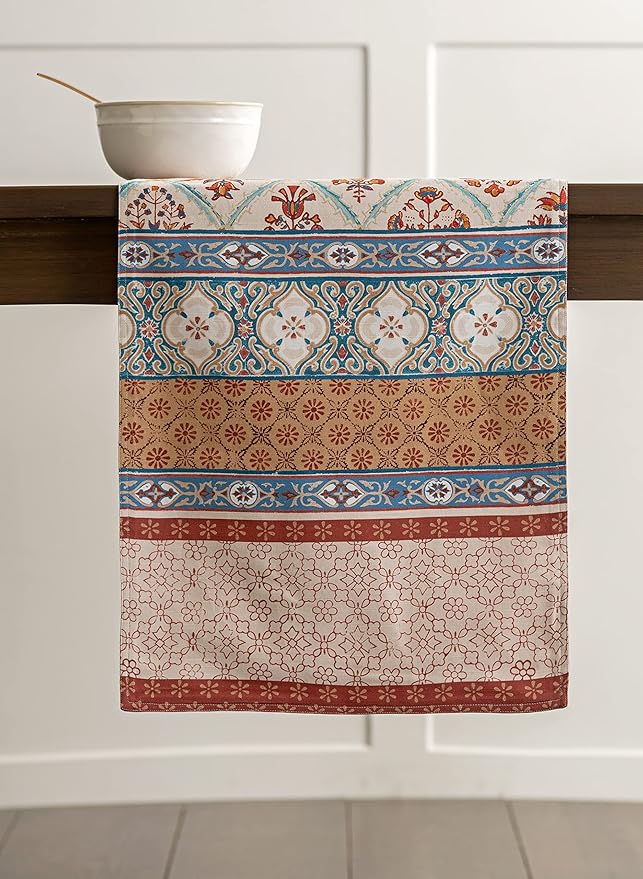 Maison d' Hermine Table Runner 100% Cotton Double Layer Table Runners 72 inches Long for Thanksgiving Christmas Decorations Home Kitchen Dining Party Wedding (Romane, 14.5" x 72")