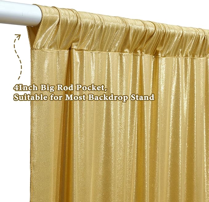 Outpain 30x10ft Gold Sequin Backdrop Curtains -Heavy Duty Gold Photography Backdrops with Non-Shedding Glitter, Wrinkle-Free Stage Drapes for Wedding/Christmas/Studio Shoots (5x10ft 6 Panels)