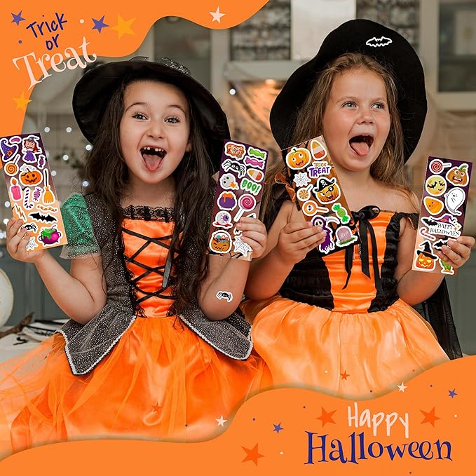 Halloween Stickers 980Pcs Assorted Halloween Stickers for Kids Halloween Party Favors, Classroom Crafts, Goodie Bags, Decorations, Trick or Treat Halloween Party Supplies