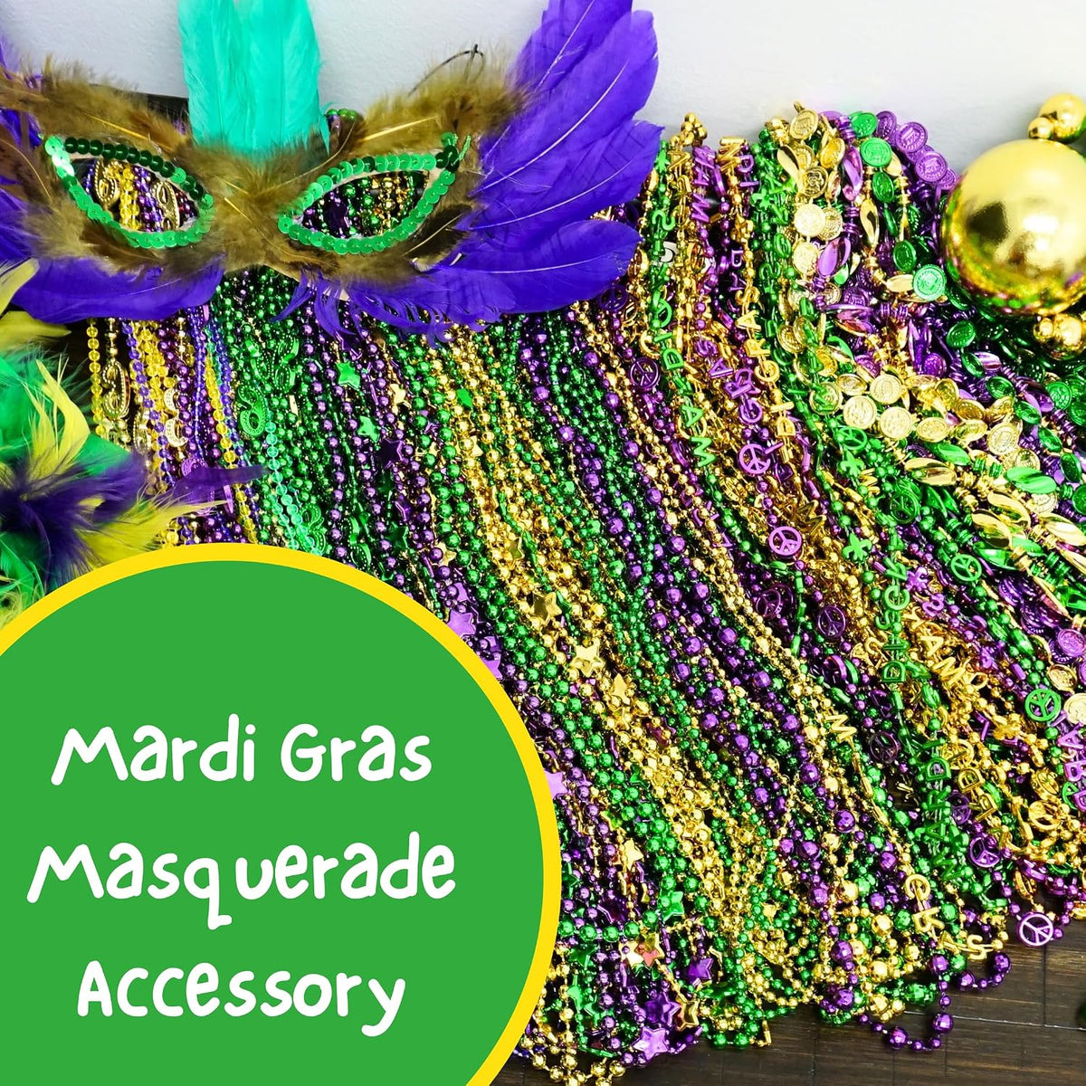 4E's Novelty Mardi Gras Beads Bulk (500 Pieces) Assorted Mardi Gras Beads...