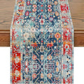 Snycler Table Runner Boho Table Runners Vintage Elegant Farmhouse Table Center Linen Decor for Home Dining Party Entrance (13x72 Inch) Boho-Blue&Red