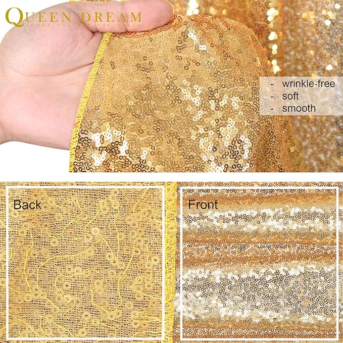 8ft x 8ft Gold Sequin Backdrop Curtain Glitter Photo Booth Backdrop for Wedding Birthday Baby Shower Event Decor
