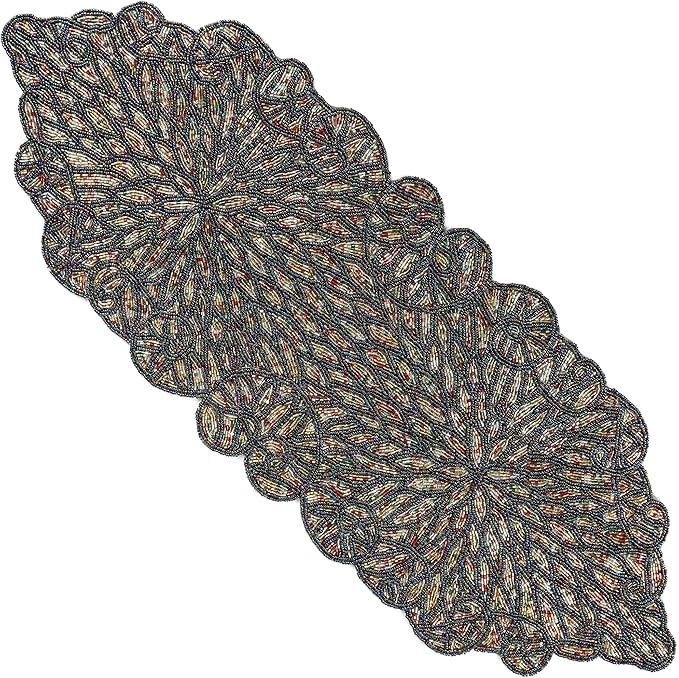 Premium Beaded Table Runner - 13x36 Elegant & Durable Home Décor for Dining, Weddings, Parties & Special Occasions with Non-Slip Backing, Versatile & Easy-Care (Multi) - CLEENTABLE