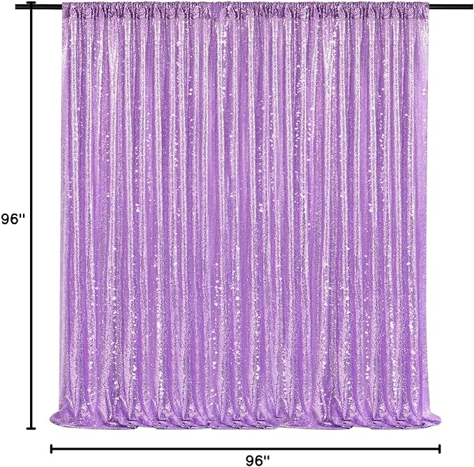 8ft x 8ft Light Purple Sequin Backdrop Curtain Glitter Photo Booth Backdrop for Wedding Birthday Baby Shower Event Decorations