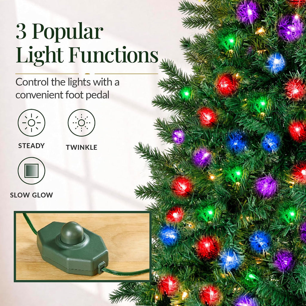 best choice products 6ft pre-lit christmas tree w/twinkling showing dimensions