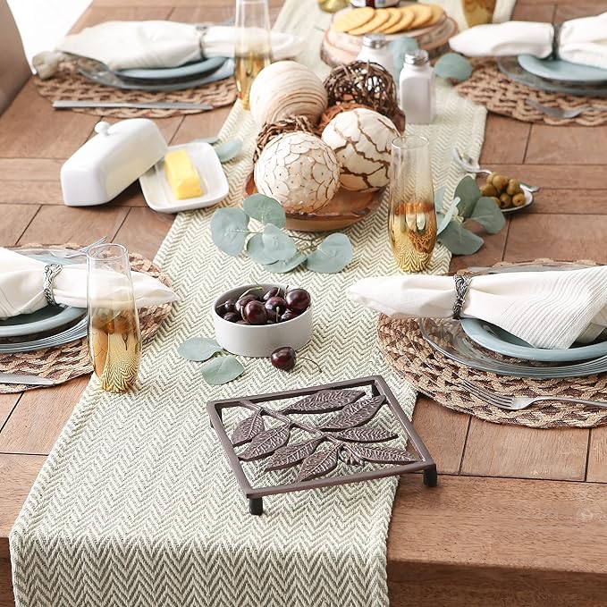 DII Woven Basic Tabletop Collection, Chevron Table Runner, 15x108, Artichoke
