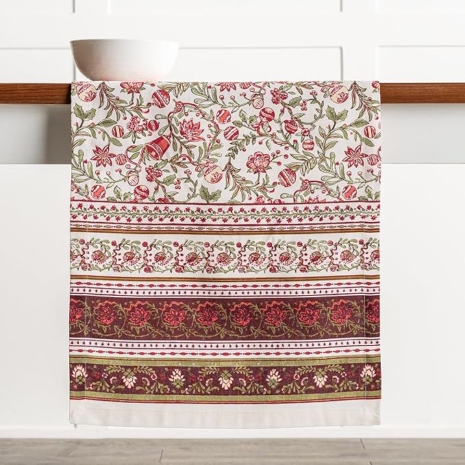 Maison d' Hermine Table Runner 100% Cotton Single Layer Table Runners 108 inches Long for Thanksgiving Christmas Decorations Home Kitchen Dining Party Wedding (Reveillon Au Jardin, 14.5" x 108")