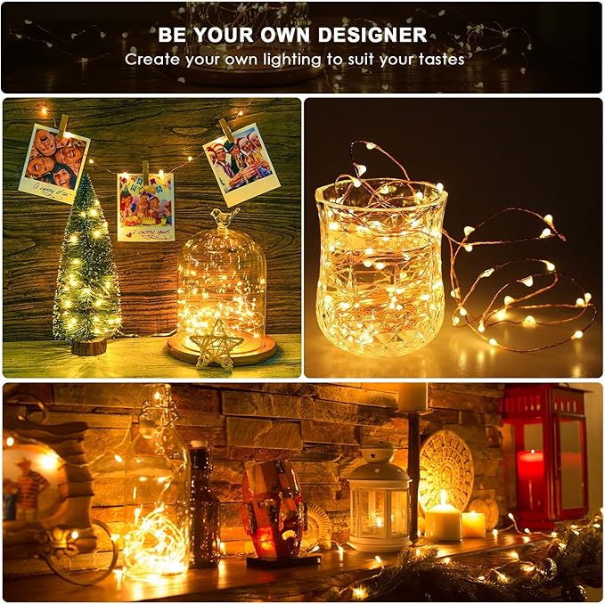 ANJAYLIA 33Ft LED Fairy Lights Battery Operated String Lights 100 LED Firefly Lights Garden Home Bedroom Christmas Party Wedding Festival Decorations, Warm White