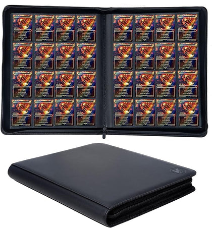 1600+ Pockets Trading Card Binder, 16-Pocket Card Ablum Compatible with MTG,Sports Cards & Other Standard Size Trading Card (BLACK)