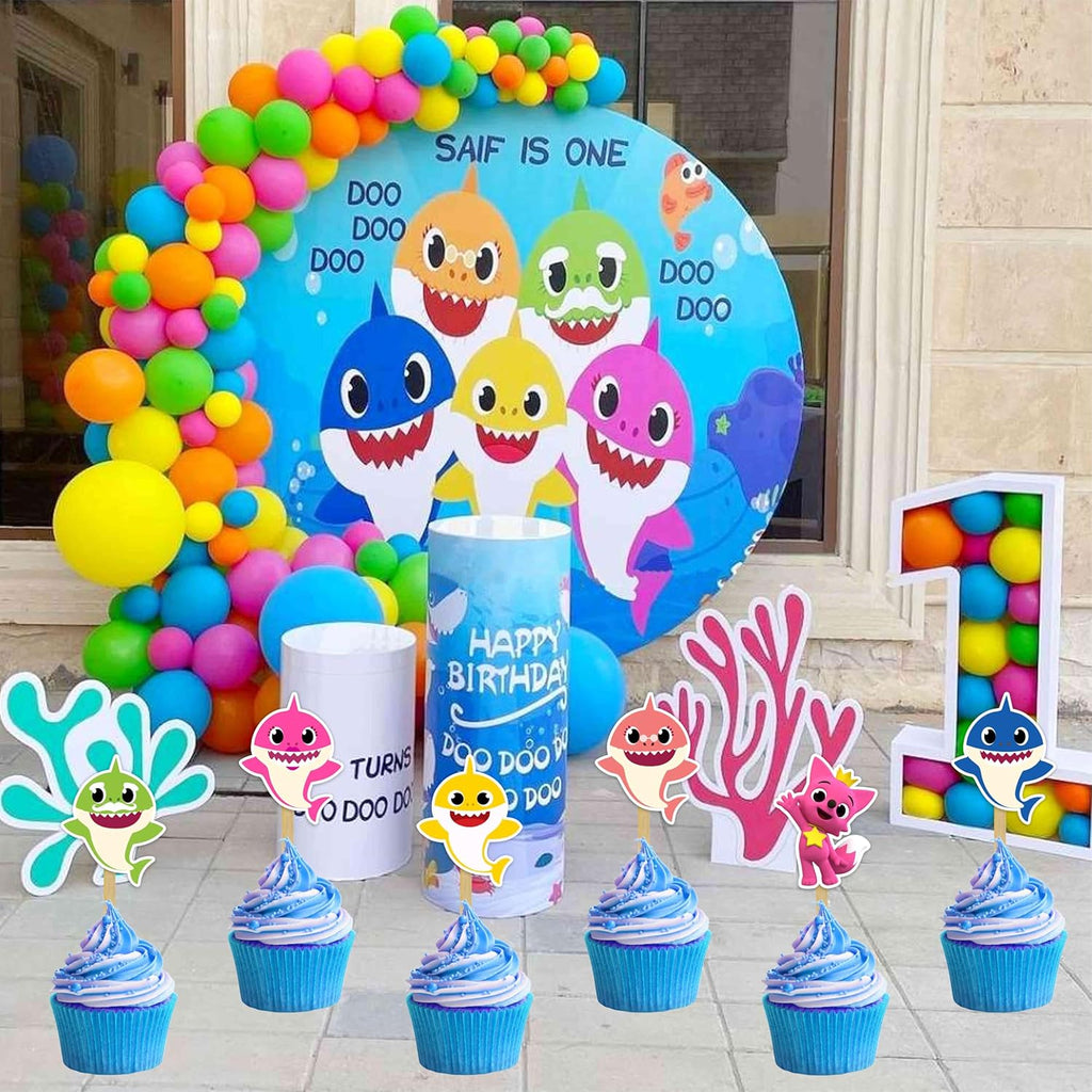 "Bby Shrk Cupcake Toppers – Cute Party Decorations for Bby Shrk-Themed Birthdays – Fun & Colorful Cake Toppers for Birthday Parties – Multicolor Set of 24"