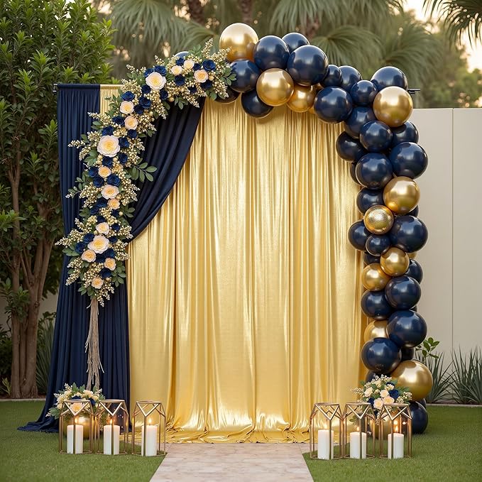 gogoparti 10x10FT Gold Sequin Backdrop Curtain - 2 Panels of 5x10FT Wrinkle-Free Glitter Drapes for Photography, Birthdays, Weddings & Graduations
