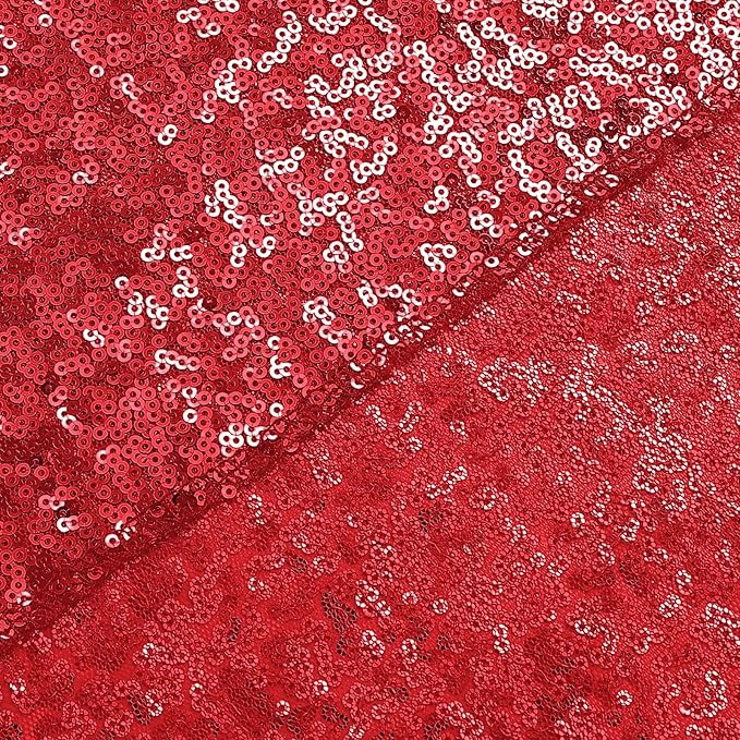 Sugargirl Red Sequin Backdrop Curtain 4 Panels 2FTx8FT Glitter Red Background Drapes Sparkle Photography Backdrop for Party Wedding Birthday Wall Decoration