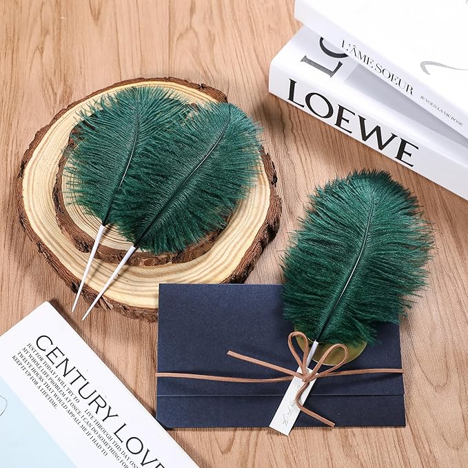 SOGUGOM Green Craft Ostrich Feathers - 30PCS 6-8 inch Bulk Ostrich Feathers Kit for Centerpieces, Kindergarten Crafts, Hats and Mardi Gras(Dark Green)