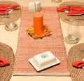 Chardin home Natural Jute Table Runner 13x36 Inch – Vintage Boho Rustic Table Decor – Handwoven Table Runner in Natural Jute and Rust Orange – Farmhouse Dining or Console Table Accent