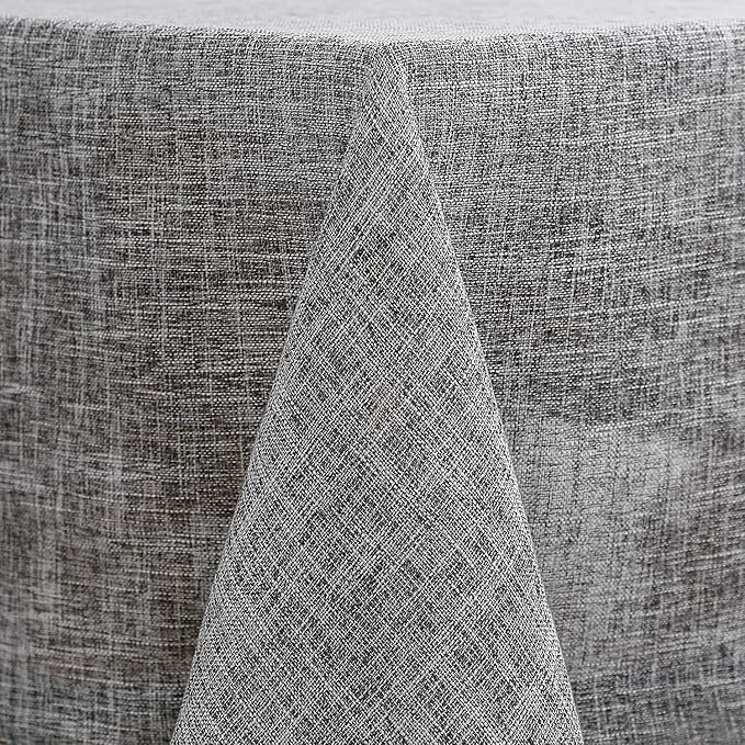 maxmill Flaxy Faux Linen Table Cloth with 2-Tone Slubby Texture Wrinkle Resistant Anti-Shrink Soft Tablecloth for Kitchen Dining Tabletop for Banquet Parties Rectangle 60 x 140 Inch Light Grey