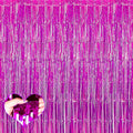 4 Pack Fuchsia Fringe Curtain Backdrop, 3.2Ft x 6.6Ft Metallic Tinsel Foil Fringe Streamers Curtains Background for Photo Booth Birthday Wedding Baby Shower Party Thanksgiving Christmas Decorations