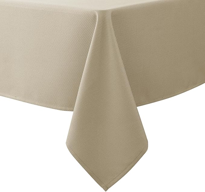 Biscaynebay Textured Fabric Tablecloths 60x108 Inches Rectangular, Natural Water Resistant Tablecloths for Dining, Kitchen, Wedding, Parties etc. Machine Washable