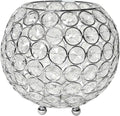 Elegant Designs HG1007-CHR Elipse Crystal Circular Bowl Candle Holder, Flower Vase, Wedding Centerpiece, Favor, 5.5 Inch, Chrome