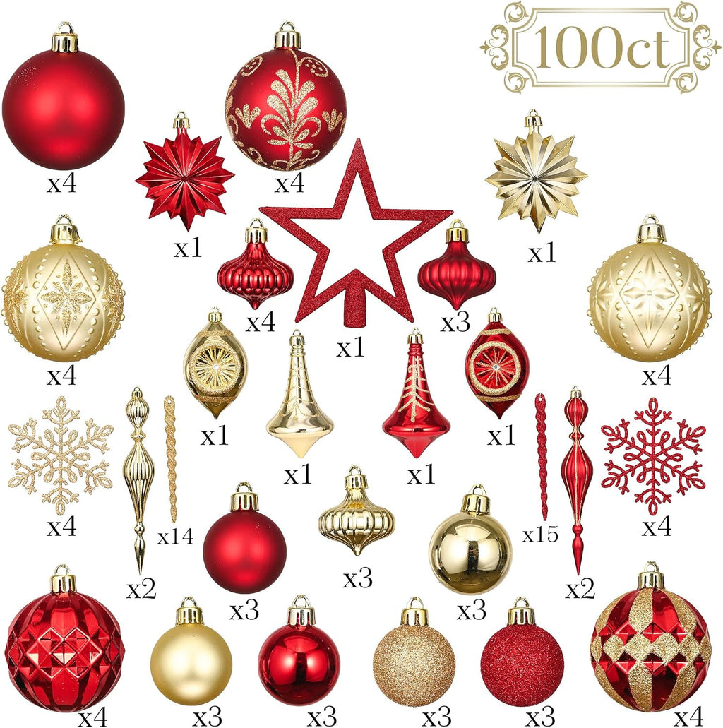 valery madelyn 100ct christmas tree decorations ball ornaments, close-up detail