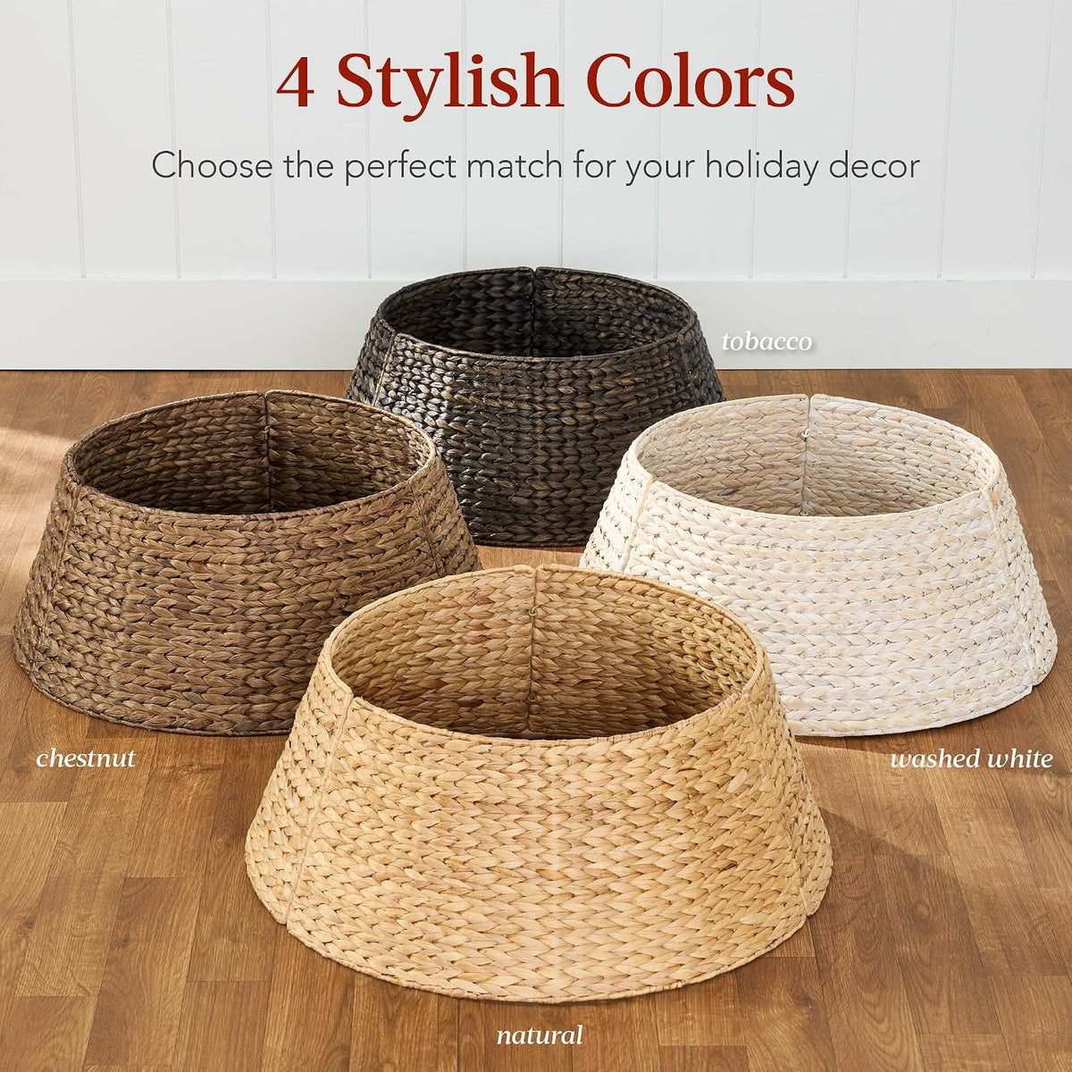 best choice products 24in christmas tree collar, woven, front angle view