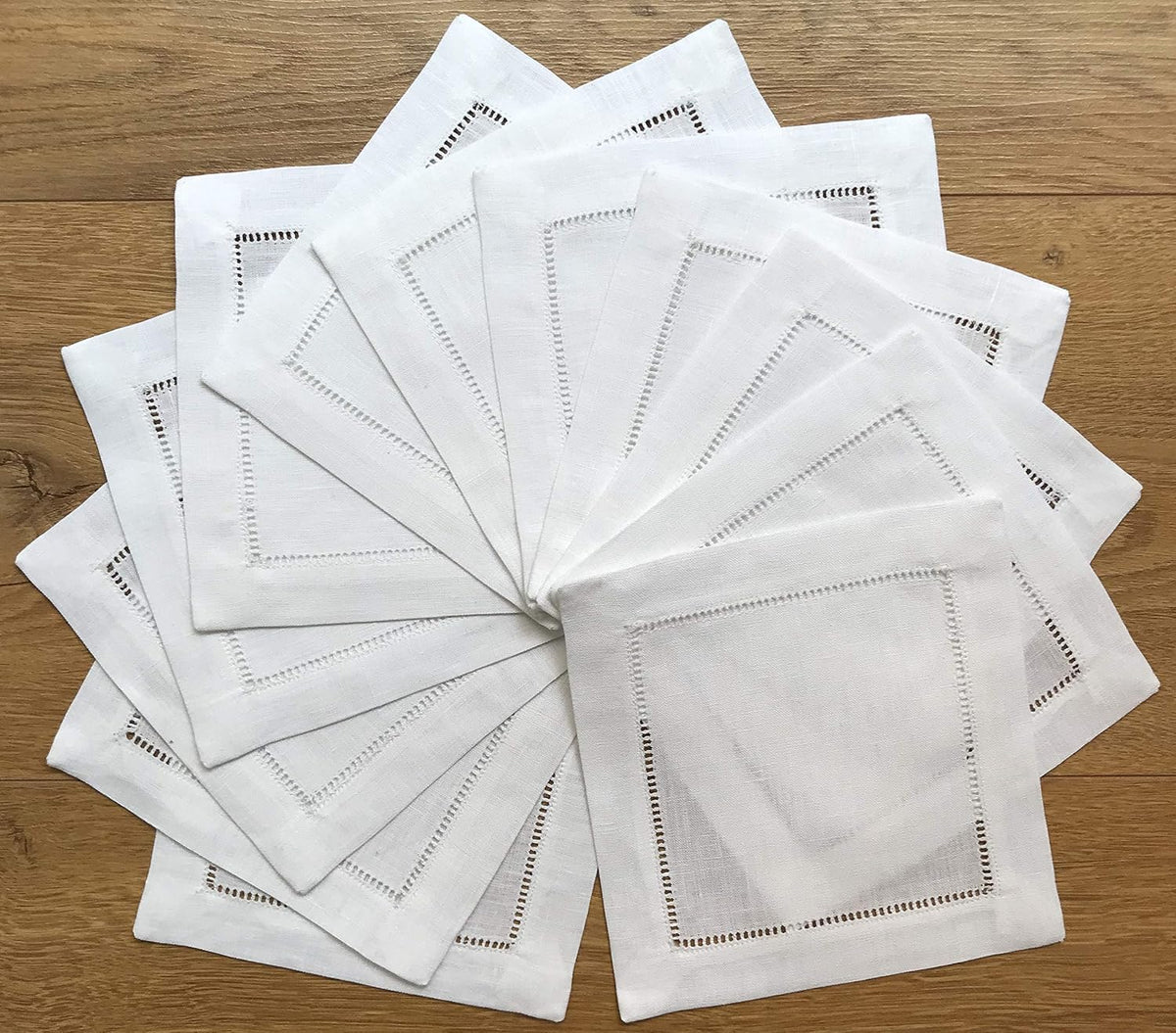 White Linen Cocktail Napkin 6"x6" Set of 50 Linen Cloth Napkin Coas...