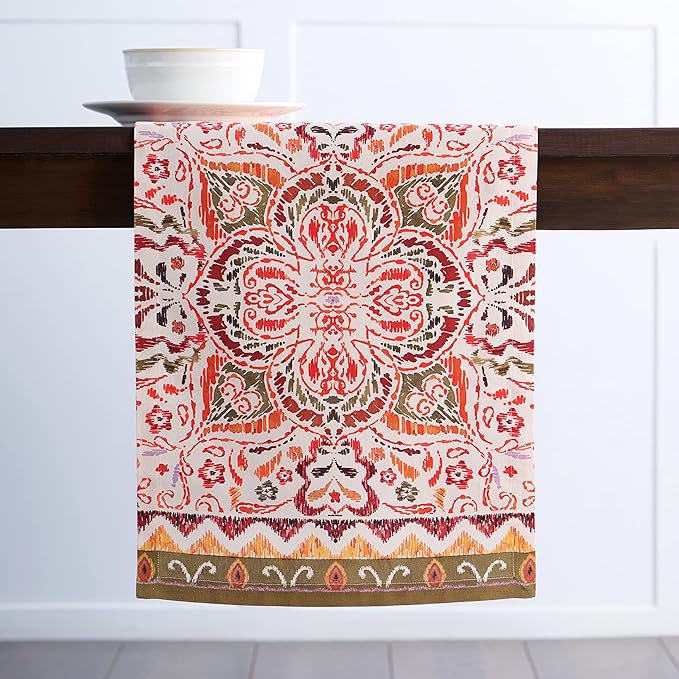 Maison d' Hermine Table Runner 100% Cotton Single Layer Table Runners 72 inches Long for Thanksgiving Christmas Decorations Home Kitchen Dining Party Wedding (Damask, 14.5" x 72")