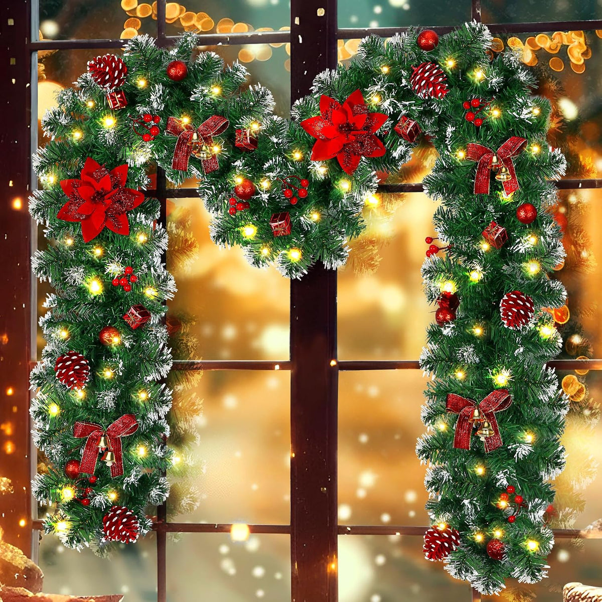 doiown christmas garland with lights,9ft prelit christmas garland, main product view