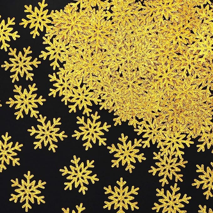 MARFOREVER Christmas Snowflake Glitter Confetti, Gold Snowflake Paper Confetti Winter Snow Sprinkles Sequins Table Centerpiece for Winter Wonderland Xmas Holiday Wedding Party Supplies Decorations