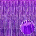 6 Pack Purple Foil Fringe Curtains Backdrop, 3.28 x 8.2 Ft Metallic Streamers Tinsel Curtains Background for Photo Booth, Birthday, Weddings, Carnivals, Graduation, Themed Party Decorations