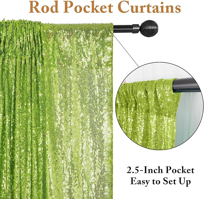 ShinyBeauty Sequin Backdrop Green 2FTx8FT 2 Pieces Olive Green Backdrop Panels Shimmer Backdrops for Parties Graduation Background Christmas Decoration