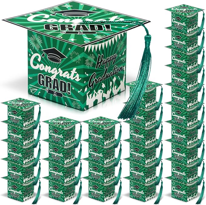 COTOPHER 36 Pack Mini Graduation Cap Gift Boxes, Class of 2025 Graduation Candy Boxes with Tassel, Small Treat Chocolate Box Centerpieces for Tables Party Decorations Graduate Favors Supplies