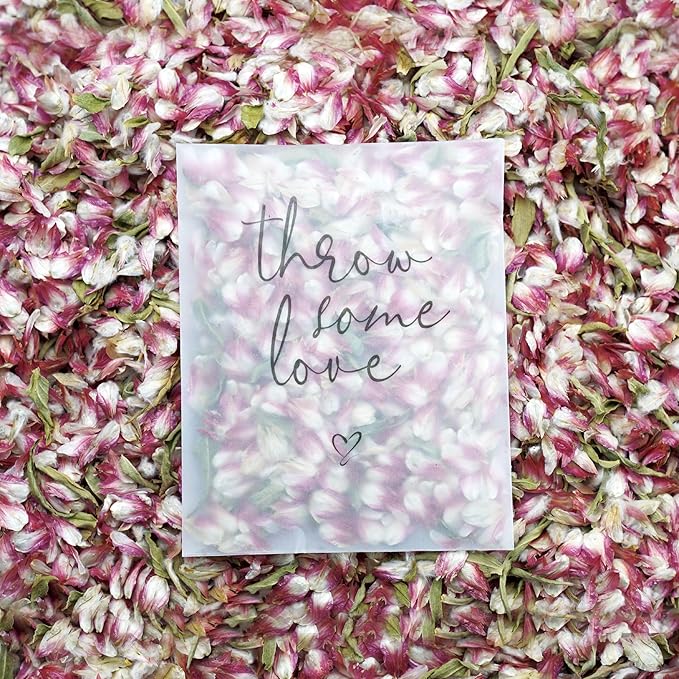 Rainbow Pana 50 Pack Prefilled Confetti Packets | Biodegradable Confetti, Dried Flower Petals | Real Flower Petals to Throw at Wedding, Glassine Bags Rose Wedding Send Off Ideas