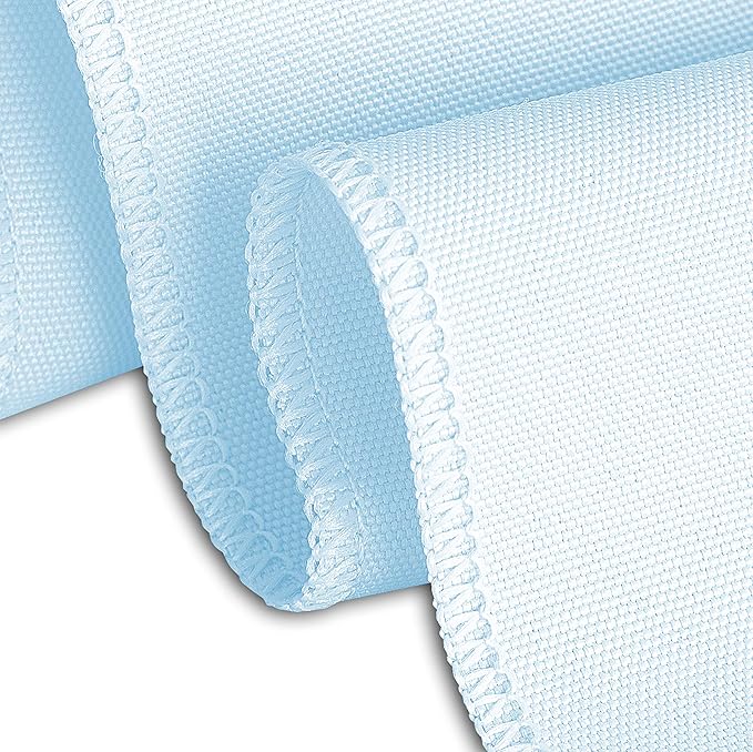 LTC LINENS Baby Blue Tablecloth 120 in Round for 60 Inch Circular Table - Washable, Wrinkle Resistant Polyester Fabric Cloth for Baby Shower, Wedding