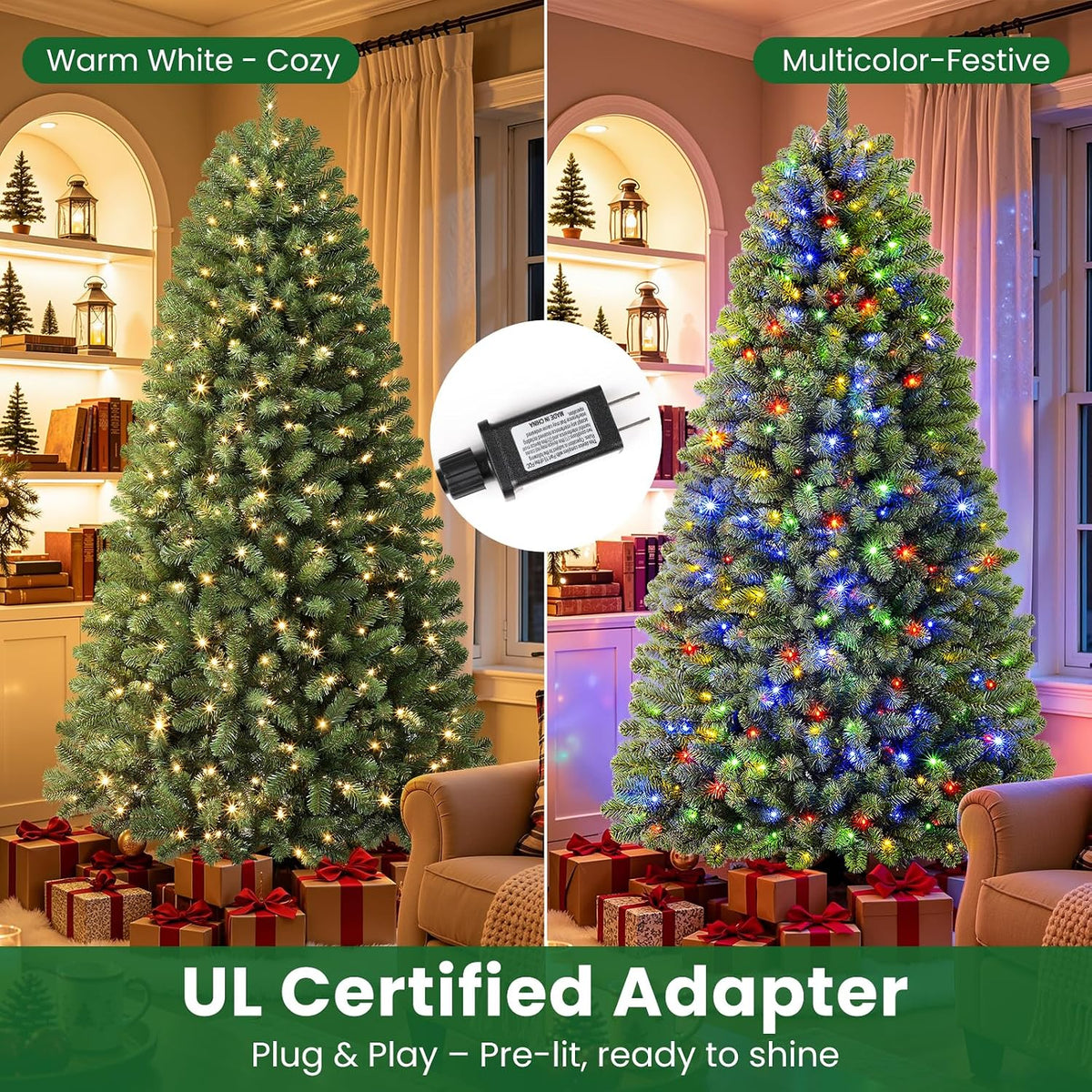 7ft artificial prelit classic christmas tree with remote, view 9