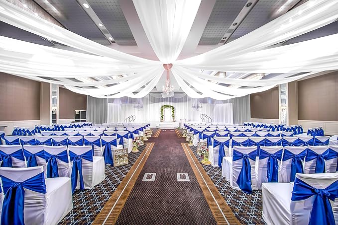 6 Panels White Ceiling Drapes for Wedding, 5ftx40ft Ceiling Drapes Cheesecloth Sheer Fabric Curtain Wedding Arch Draping Fabric Romantic Ceiling Decorations for Wedding Party Ceremony Stage