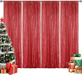 Sugargirl Red Sequin Backdrop Curtain 4 Panels 2FTx8FT Glitter Red Background Drapes Sparkle Photography Backdrop for Party Wedding Birthday Wall Decoration