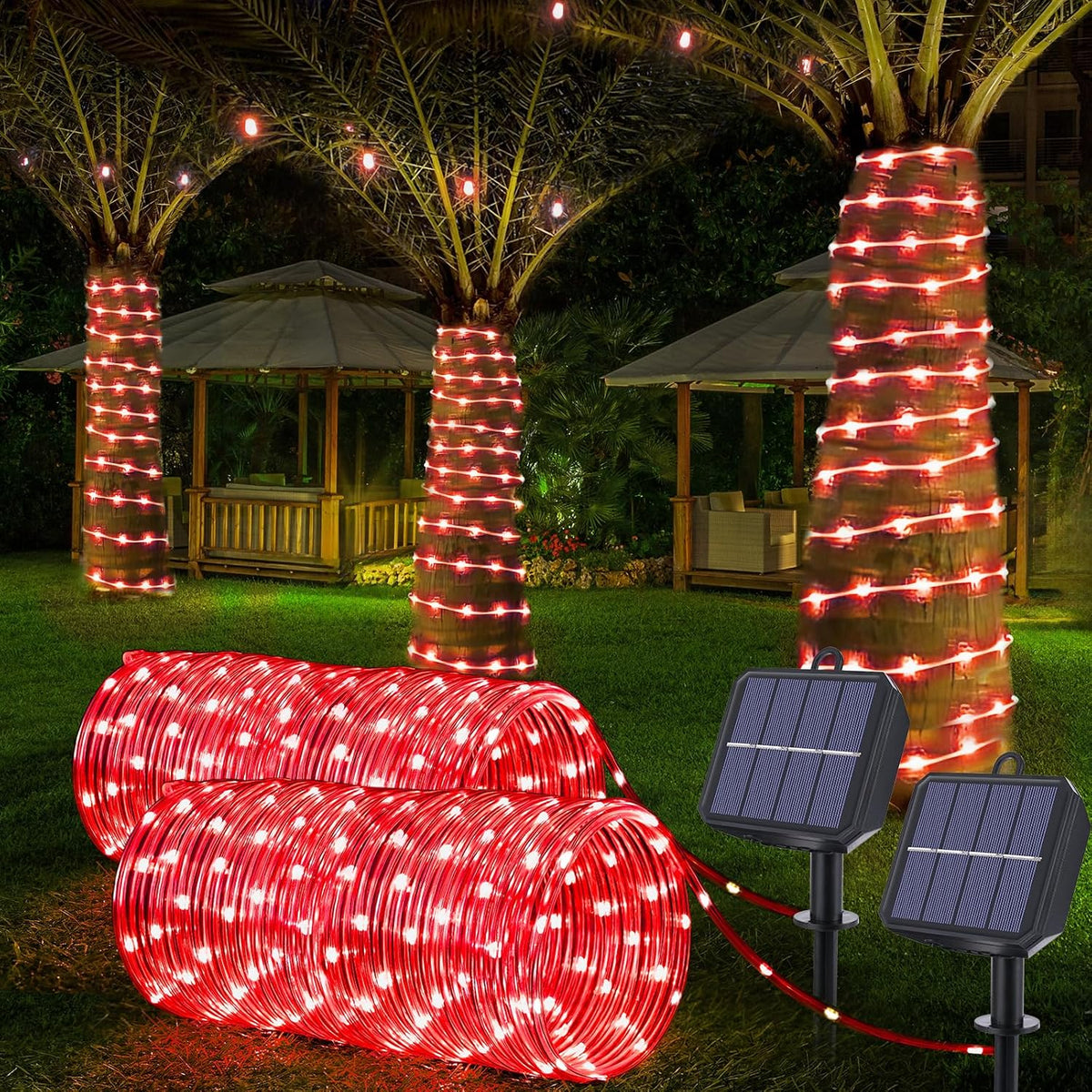 solar rope lights, 2 packs total 132ft 400led, main product view