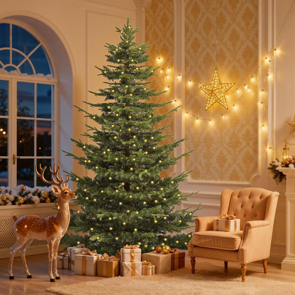 dwvo 6.5ft prelit iced aspen fir artificial christmas, view 9
