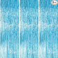 PartyWoo Light Blue Streamers Backdrop 3pcs Baby Blue Foil Fringe Streamer Curtain 8.2FT Tinsel Backdrop for Birthday Gender Reveal Baby Shower Graduation Pool Mermaid Under The Sea Party Decorations