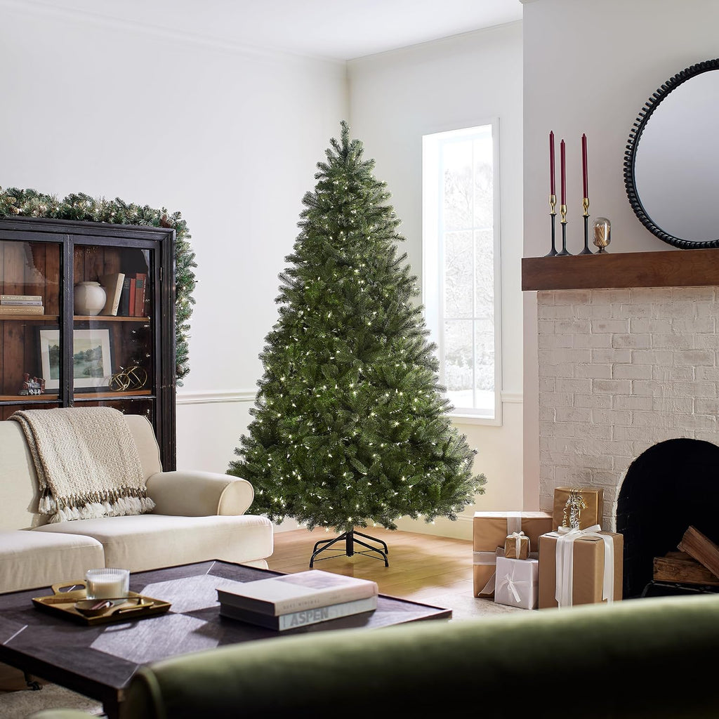 national tree company 7.5ft pre-lit downswept douglas fir, side view