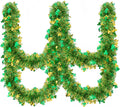 33FT St.Patrick's Day Tinsel Garland Shamrock Clover Green Golden Metallic Twist Tinsel Garland Hanging Foil Garland for St. Patrick's Day Irish Festival Party Indoor Outdoor Decoration