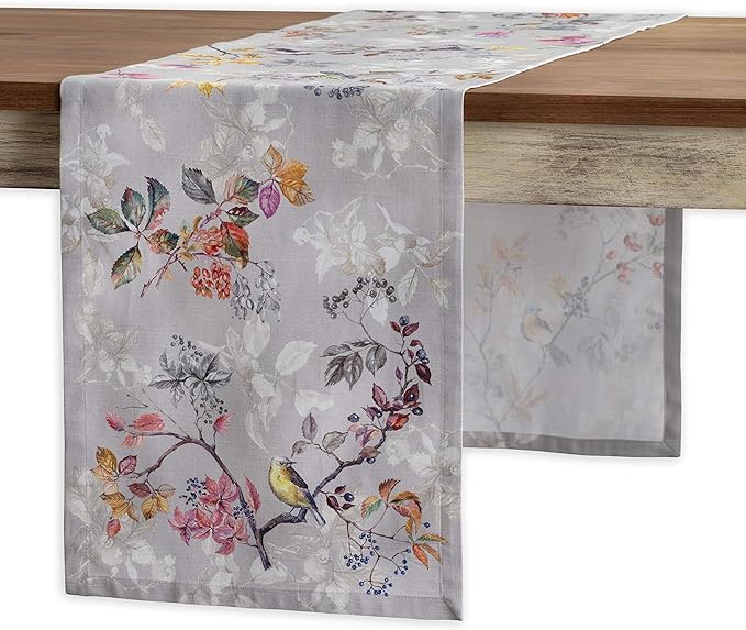 Maison d' Hermine Table Runner 100% Cotton Single Layer Table Runners 36 inches Long for Thanksgiving Christmas Decorations Home Kitchen Dining Party Wedding (Equinoxe - Grey, 14.5" x 36")