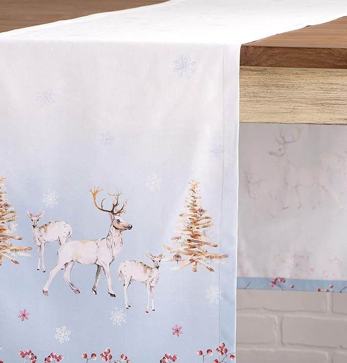 Maison d' Hermine Table Runner 100% Cotton Single Layer Table Runners 48 inches Long for Thanksgiving Christmas Decorations Home Kitchen Dining Party Wedding (Fairy Tale Forest, 14.5" x 48")