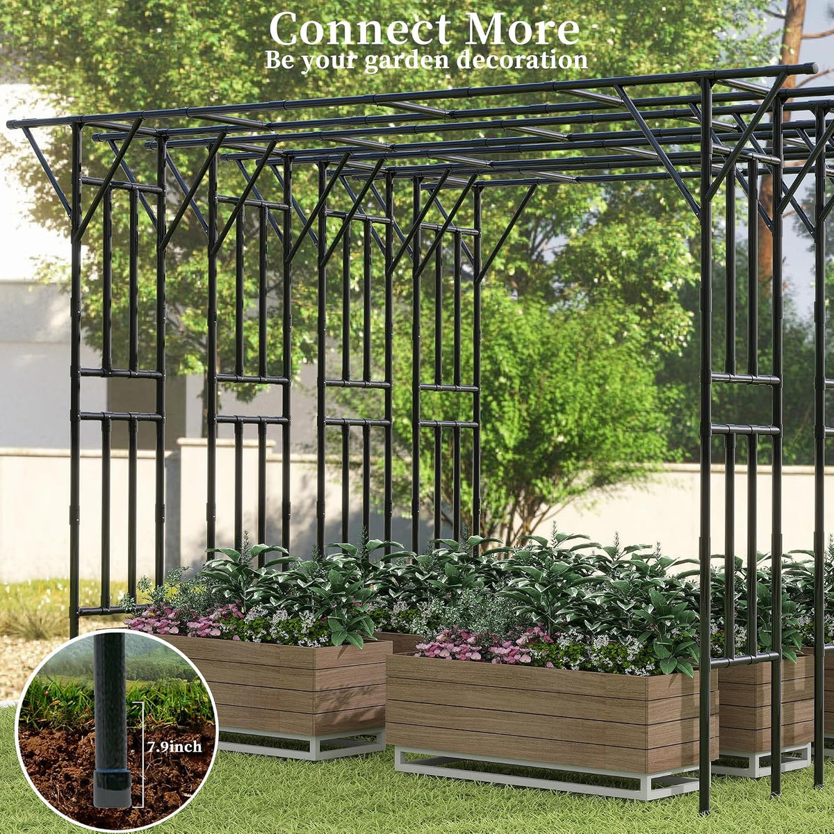 Flat Top Garden Arch Trellis 11FT x 9FT, Super Large Arbor Trellis for Climbi...